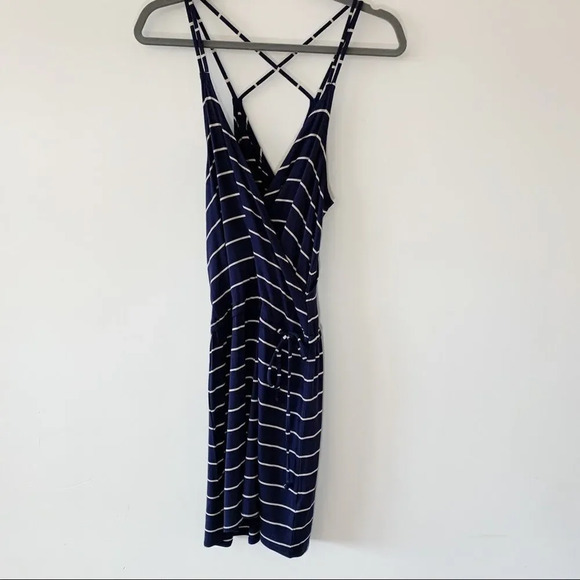 Chaser Crossover Mini Dress Navy Stripe Size Small New School‎ Spirit Collegiate - Picture 3 of 8